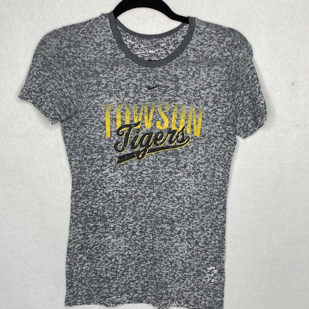 Townson Tigers Women's Nike Semi-Fitted T-Shirt Gray Black Size Small